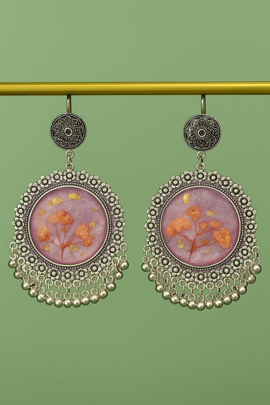 Resin Jhumka With Pink Center
