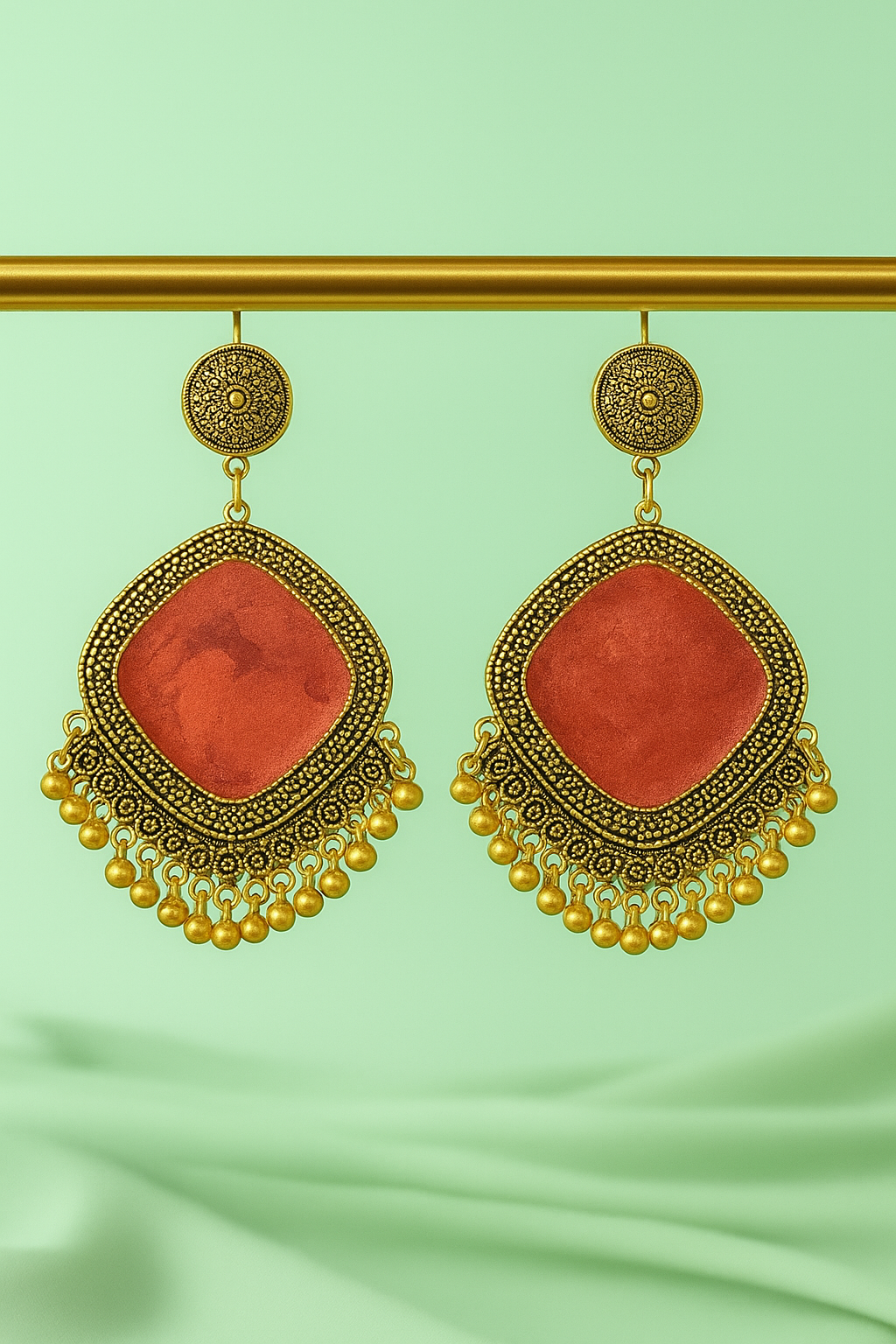 Resin Jhumka with Maroon Center