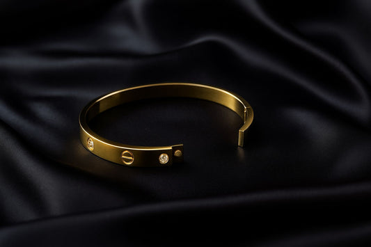 Luxury Inspired LOVE Style Stainless Steel Bracelet – Yellow Gold with Diamonds