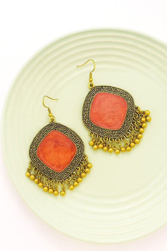 Resin Jhumka with Maroon Center