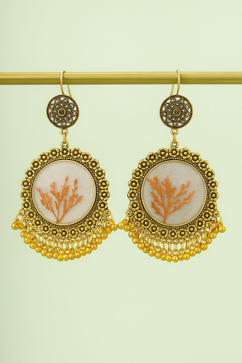 Resin Jhumka with White center