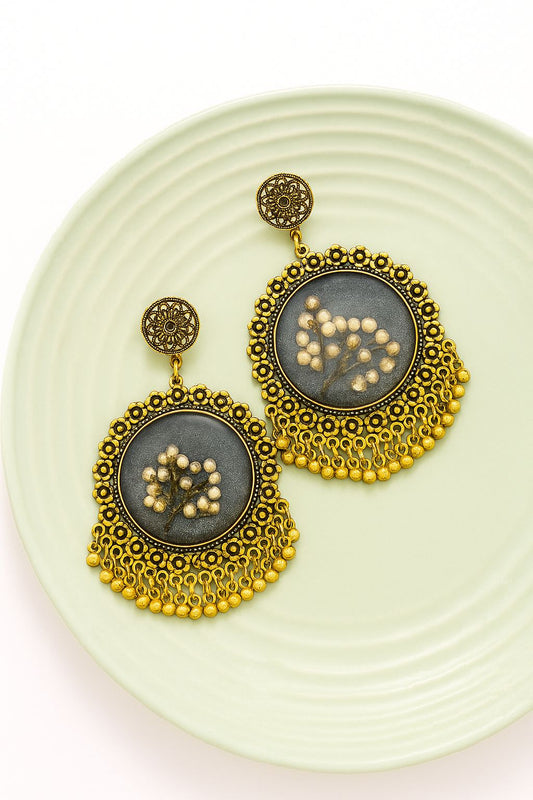 Resin Jhumka with Black Center