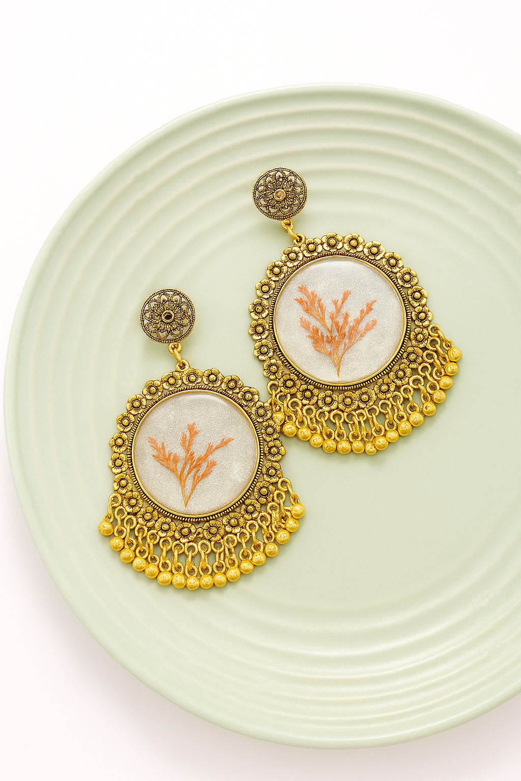 Resin Jhumka with White center