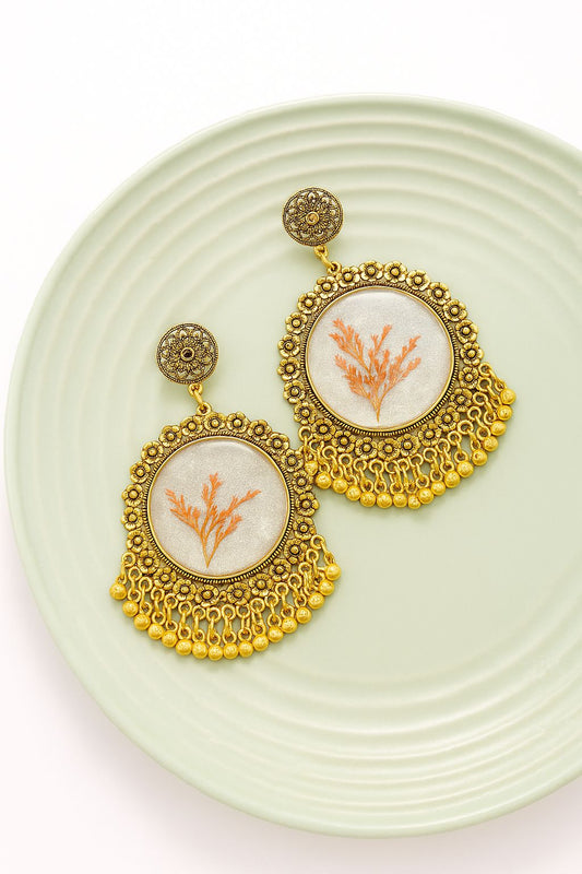 Resin Jhumka with White center