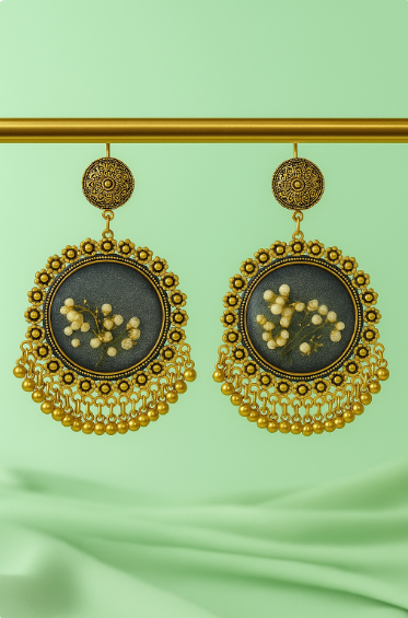 Resin Jhumka with Black Center